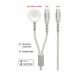 Swissten Kabl 2in1 punjač za Apple Watch i USB-C, USB-C 1.2m White