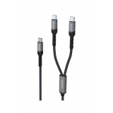 Swissten Kabl 2in1 100W USB-C/ 2x USB-C 1.5m Black