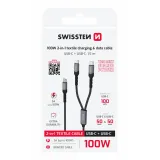 Swissten Kabl 2in1 100W USB-C/ 2x USB-C 1.5m Black