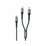 Swissten Kabl 2in1 100W USB-C/ USB-C + Lightning 1.5m Black