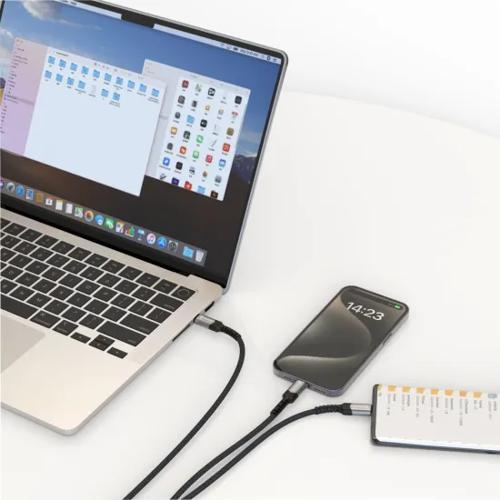 Swissten Kabl 2in1 100W USB-C/ USB-C + Lightning 1.5m Black