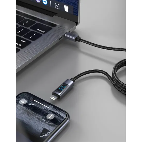Swissten Kabl USB-C/Lightning sa LCD 1.5m