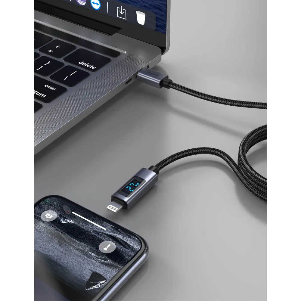 Swissten Kabl USB-C/Lightning sa LCD 1.5m