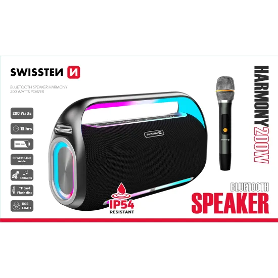 Swissten Zvučnik Bluetooth Harmony 200W Black