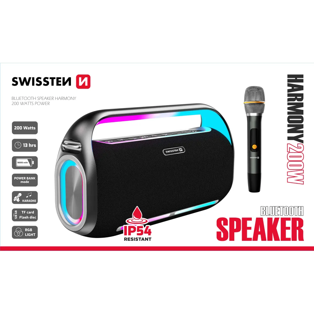 Swissten Zvučnik Bluetooth Harmony 200W Black