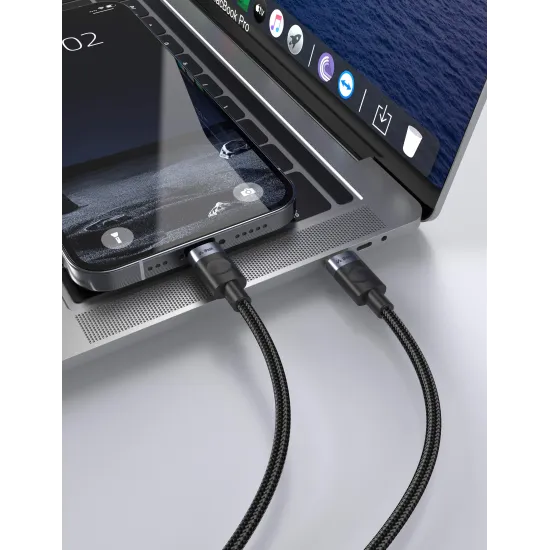 iPEAX Kabl Textile Type-C/Type-C 1m, USB 2.0 Black