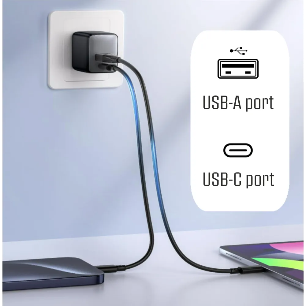 iPEAX Adapter GaN 35W (USB-C + USB-A) Black