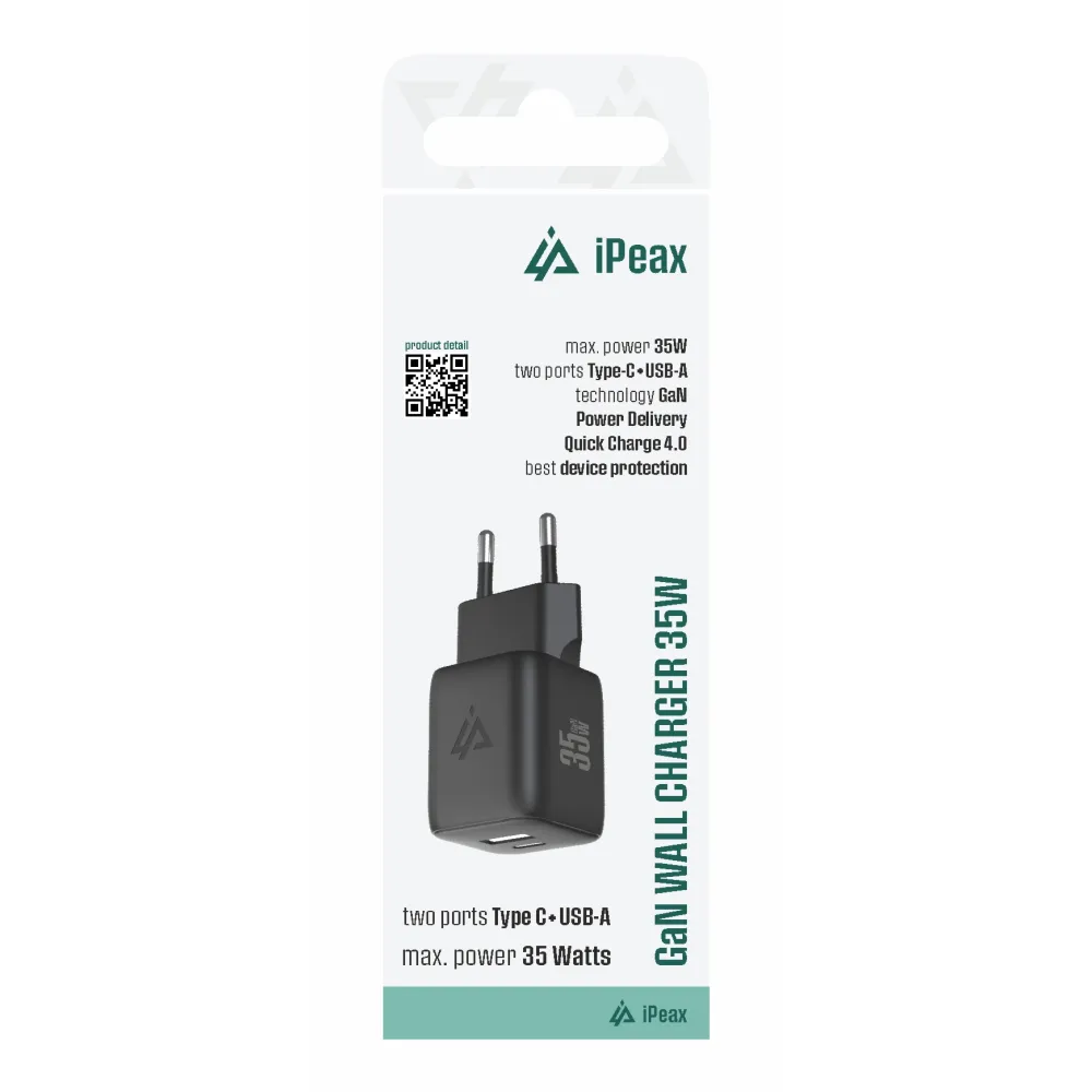 iPEAX Adapter GaN 35W (USB-C + USB-A) Black