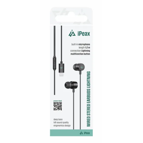 iPEAX Slušalice Wired Lightning Black