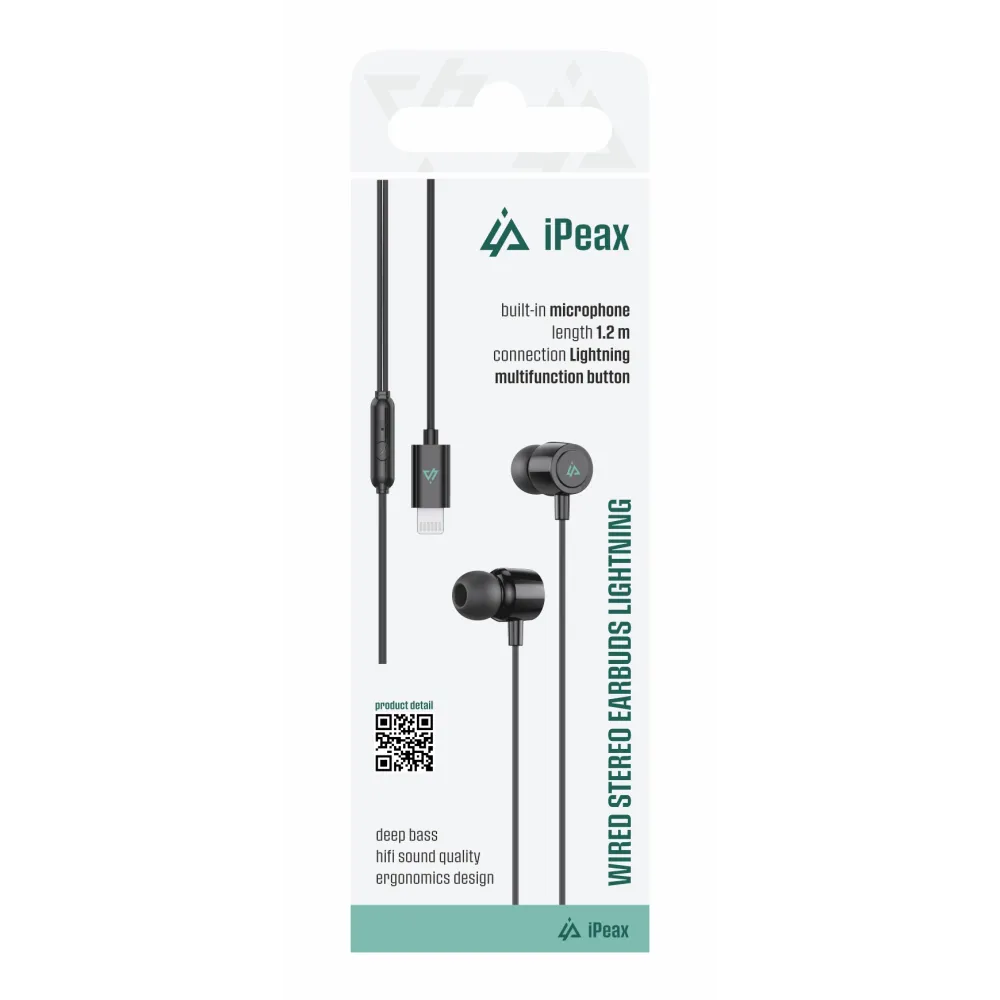 iPEAX Slušalice Wired Lightning Black