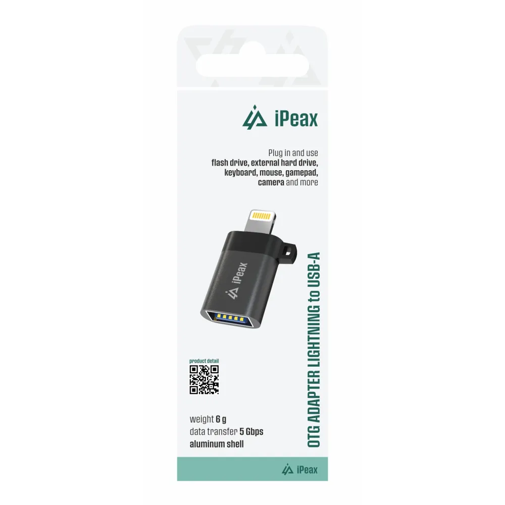 iPEAX OTG Adapter Lightning (M) / USB-A (F) Black