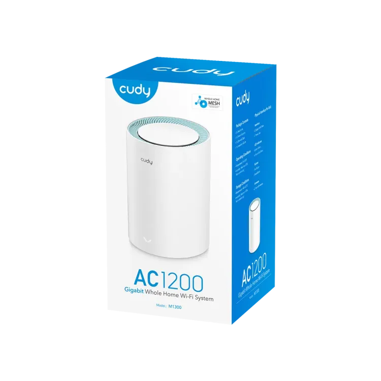 CUDY Router M1300(1-Pack) AC1200 Wi-Fi Gigabit Mesh