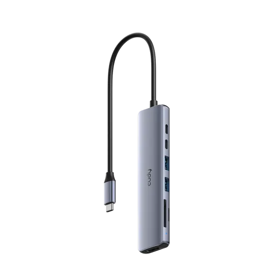 CUDY HUB 7-in-1 1x HDMI 4K, 1x USB Type-C PC 100W, 1x USB Type-C, 2x USB A 3.2, 1x FT slot, 1x SDXC slot