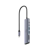 CUDY HUB 7-in-1 1x HDMI 4K, 1x USB Type-C PC 100W, 1x USB Type-C, 2x USB A 3.2, 1x FT slot, 1x SDXC slot