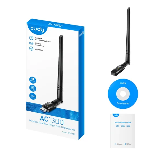 CUDY Adapter USB to WiFi WU1400 AC1300 Dual-band