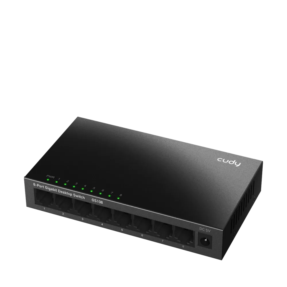 CUDY Switch GS108, 8x 10/100/1000Mbps RJ45 ports, unmanaged, plug-and-play, metal housing