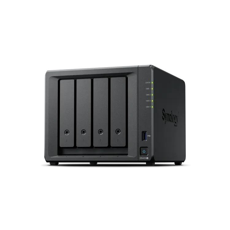 Synology NAS DiskStation DS425+ Tower, 4-bay 3.5″/2.5″ SATA HDD/SSD, 2x M.2 NVMe, Intel Celeron J4125 2.0 GHz (4-core), 2GB DDR4