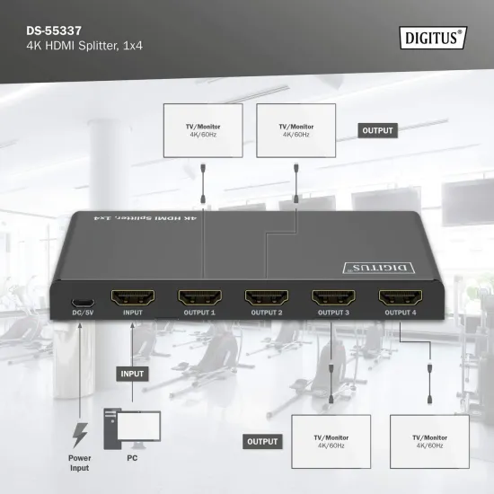 Digitus HDMI Splitter 4K, 1x4, 4K@60Hz