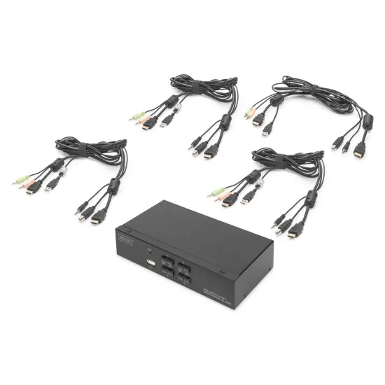 Digitus KVM switch 4 Port HDMI, 4K / 30 Hz (3840 x 2160p)