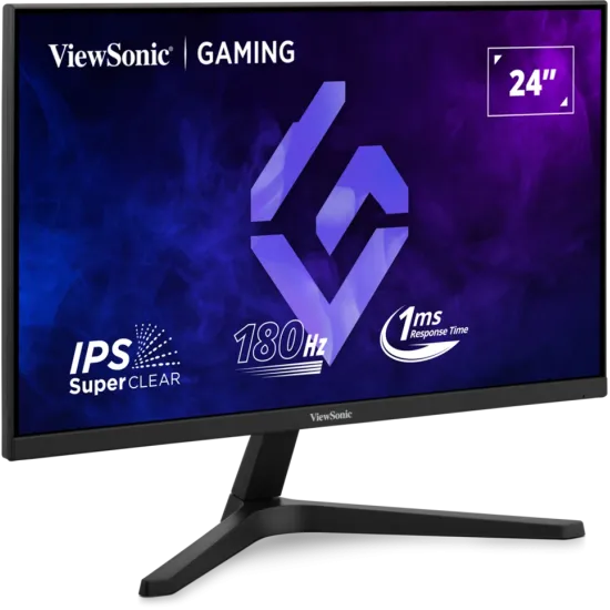 ViewSonic Monitor 24 VX24G1-HD, 1920×1080 (FHD), IPS panel, 180Hz, 1 ms (MPRT), 1000:1, 300 cd/m², Adaptive Sync (FreeSync / G-S