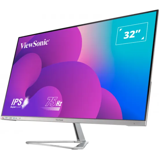 ViewSonic Monitor 32 VX3276-MHD-3, 1920×1080 (FHD), SuperClear IPS panel, 75Hz, 4 ms, 1200:1, 250 cd/m², VGA + HDMI + DisplayPor