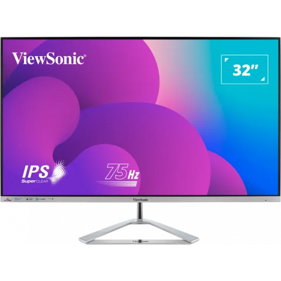 ViewSonic Monitor 32 VX3276-MHD-3, 1920×1080 (FHD), SuperClear IPS panel, 75Hz, 4 ms, 1200:1, 250 cd/m², VGA + HDMI + DisplayPor