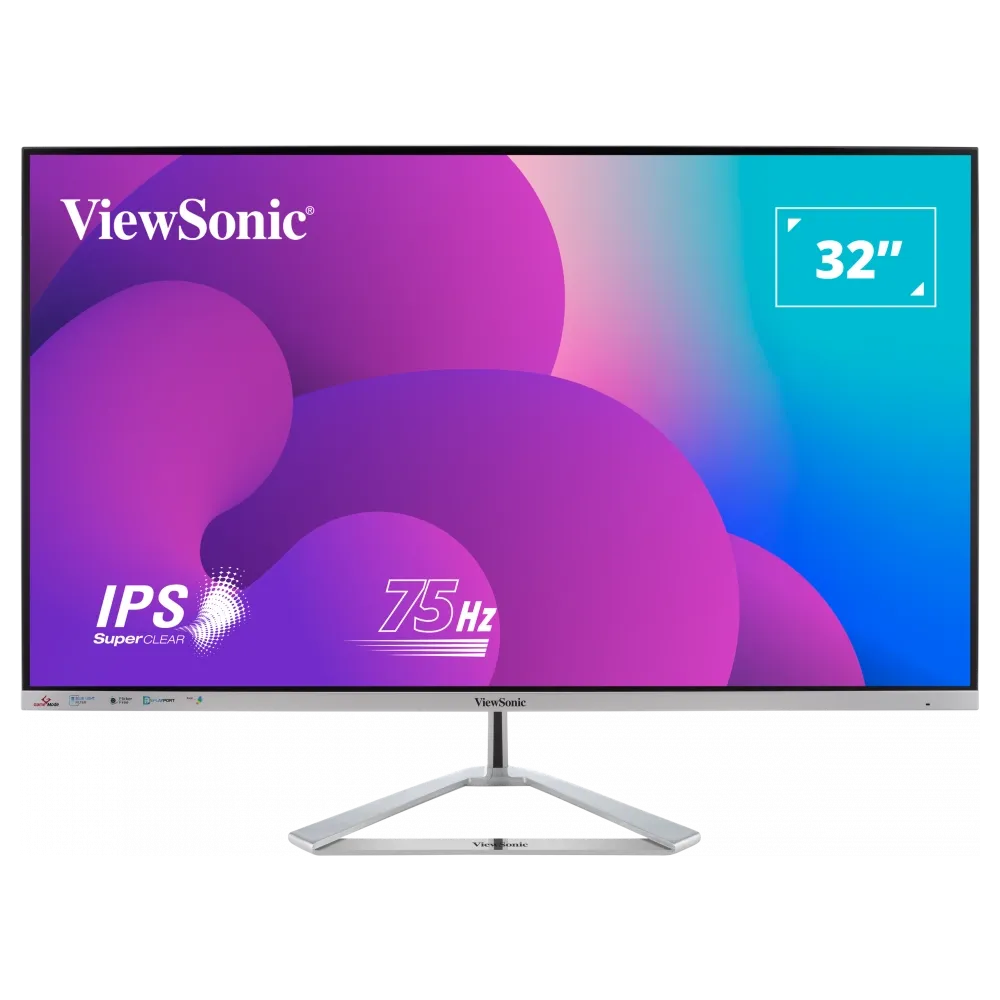 ViewSonic Monitor 32 VX3276-MHD-3, 1920×1080 (FHD), SuperClear IPS panel, 75Hz, 4 ms, 1200:1, 250 cd/m², VGA + HDMI + DisplayPor