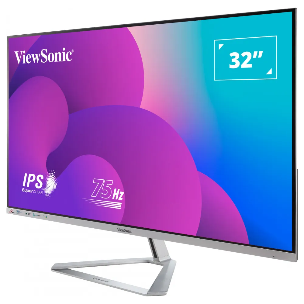 ViewSonic Monitor 32 VX3276-MHD-3, 1920×1080 (FHD), SuperClear IPS panel, 75Hz, 4 ms, 1200:1, 250 cd/m², VGA + HDMI + DisplayPor