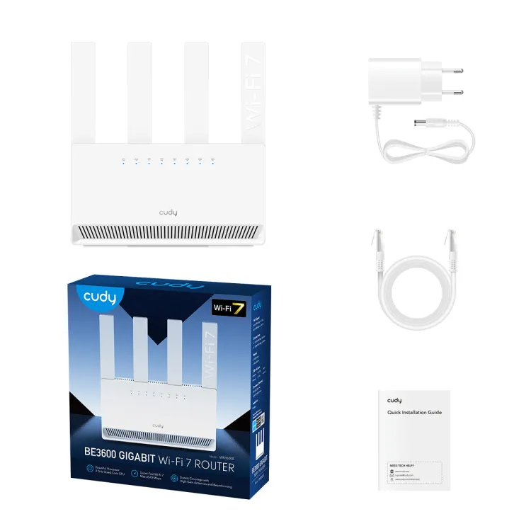 CUDY Router WR3600E BE3600 Gigabit Wi-Fi 7 Mesh