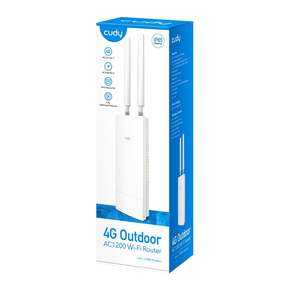 CUDY Router LT500 Outdoor AC1200 WiFi Mesh 4G LTE