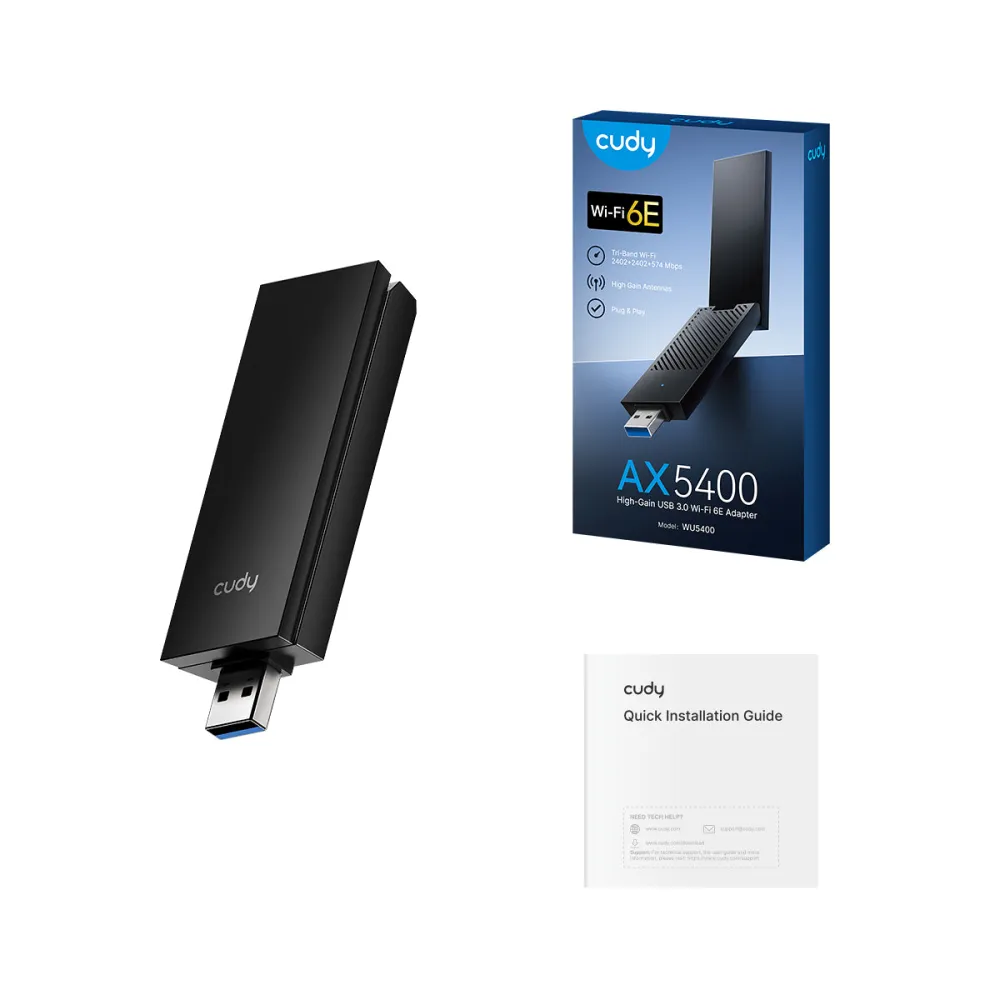 CUDY Adapter WU5400 AX5400 Tri-Band Wi-Fi 6/6E