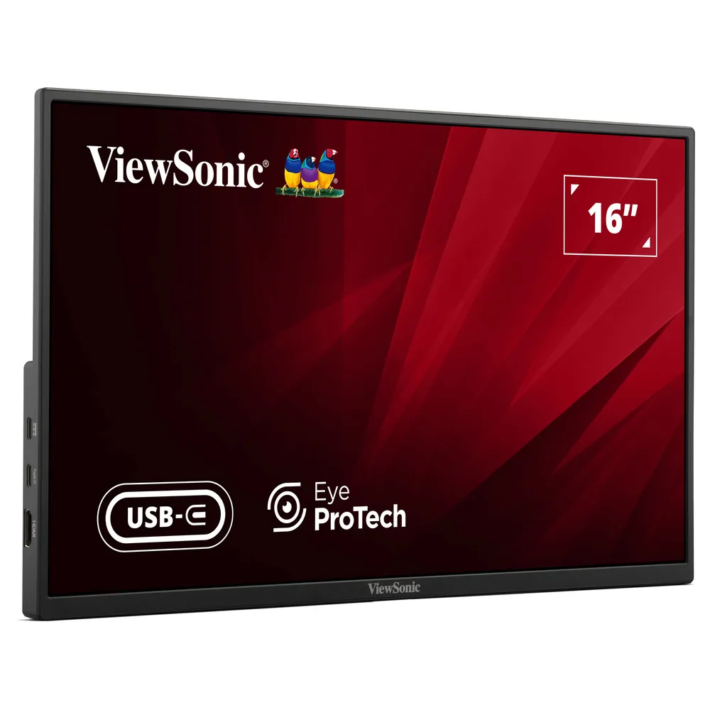 ViewSonic Monitor 15.6 VA1650, 1920×1080 (FHD), IPS panel, 60Hz, 7 ms, 1000:1, 250 cd/m², HDMI + USB-C (DP Alt mode) + USB-C (po