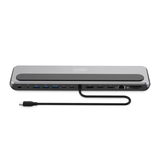 Digitus HUB 12 in 1, 2x HDMI, 1x DP, 3x USB 3.2, 1x USB Type-C, 1x USB Type-C PD, 1x RJ45 Gigabit Ethernet, 2x card reader, 1x 3