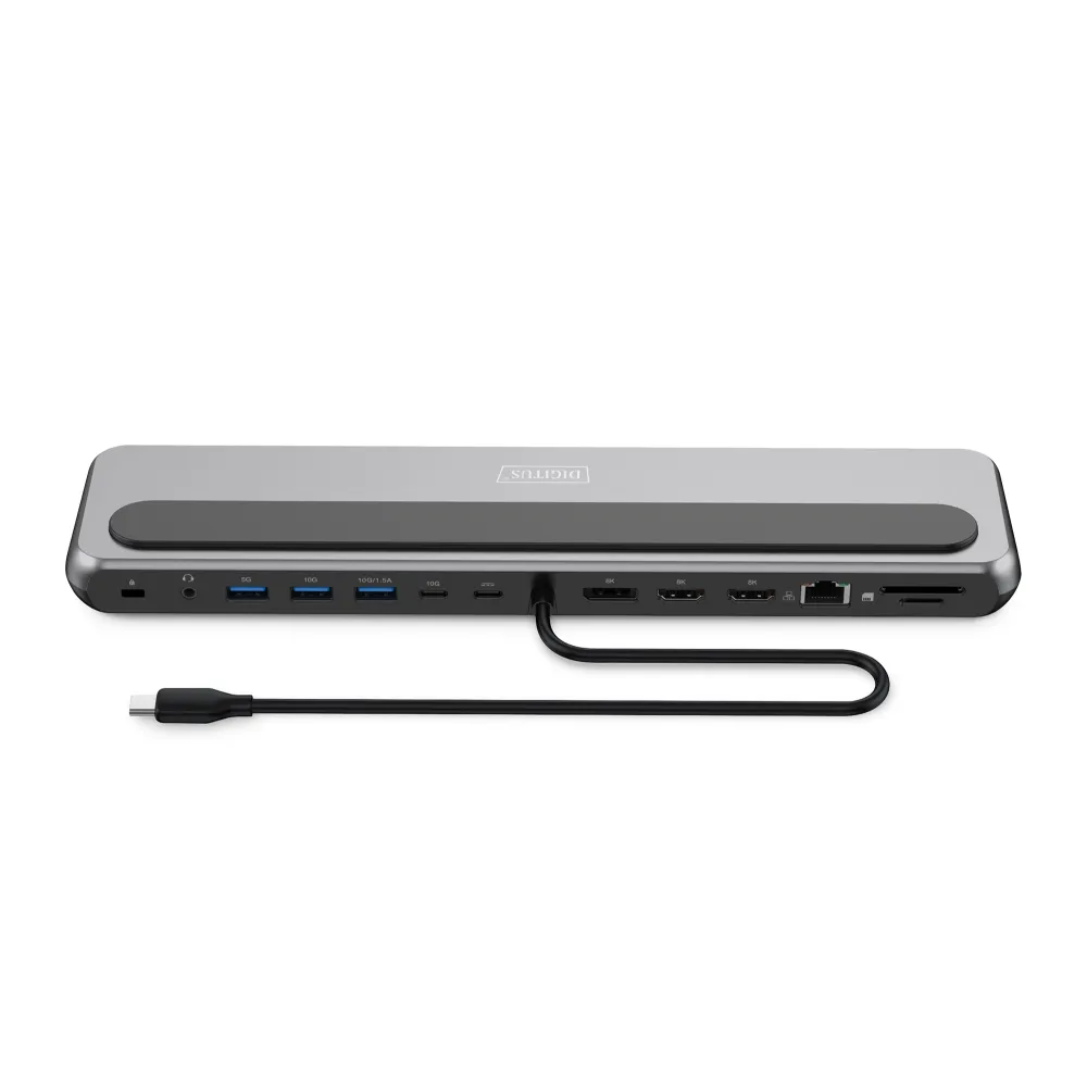Digitus HUB 12 in 1, 2x HDMI, 1x DP, 3x USB 3.2, 1x USB Type-C, 1x USB Type-C PD, 1x RJ45 Gigabit Ethernet, 2x card reader, 1x 3