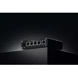 Teltonika Switch TSW100, 5x 10/100/1000Mbps RJ45 ports, 4x PoE+ (802.3af/at), 120W PoE budget, unmanaged, plug-and-play, industr