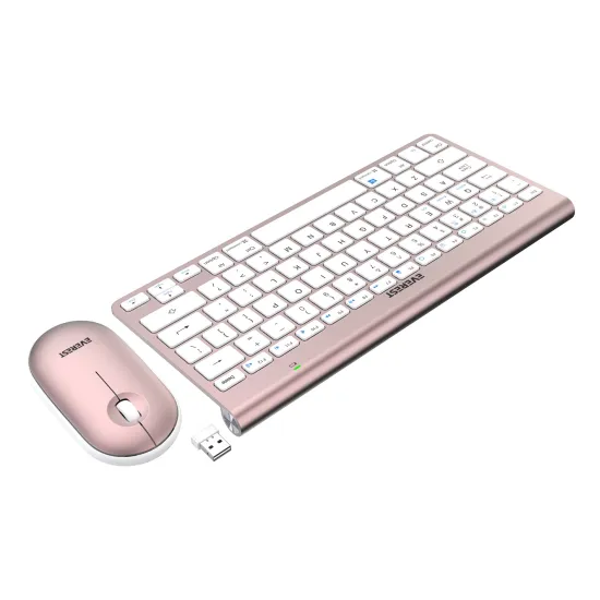 Everest SET tastatura i mis KB-BT72 ​​ELITE Rose Gold 2.4 ghz + BT Wireless US Layout