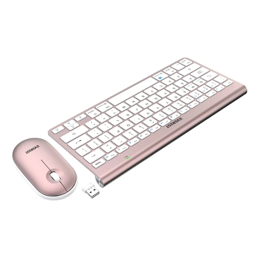 Everest SET tastatura i mis KB-BT72 ​​ELITE Rose Gold 2.4 ghz + BT Wireless US Layout
