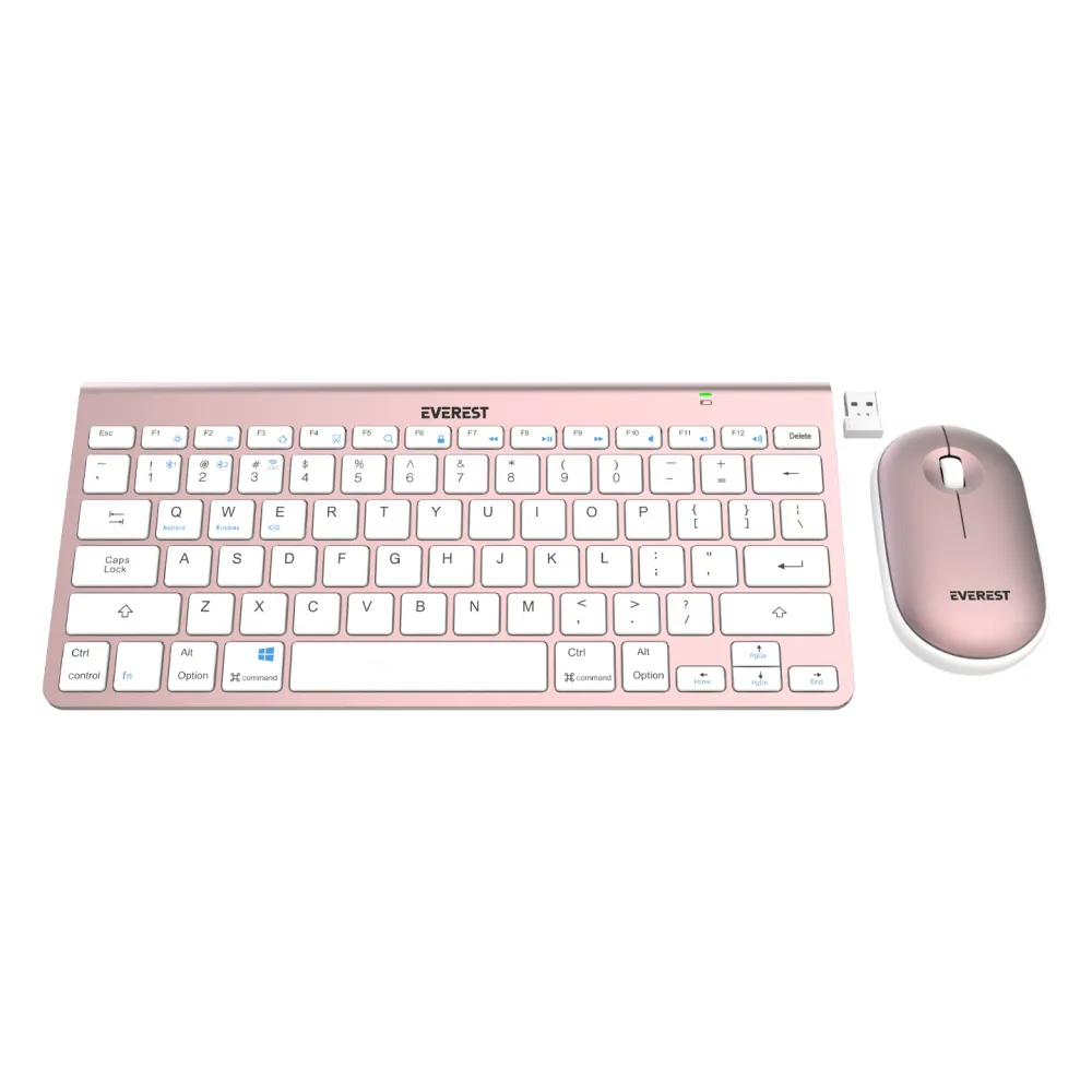 Everest SET tastatura i mis KB-BT72 ​​ELITE Rose Gold 2.4 ghz + BT Wireless US Layout