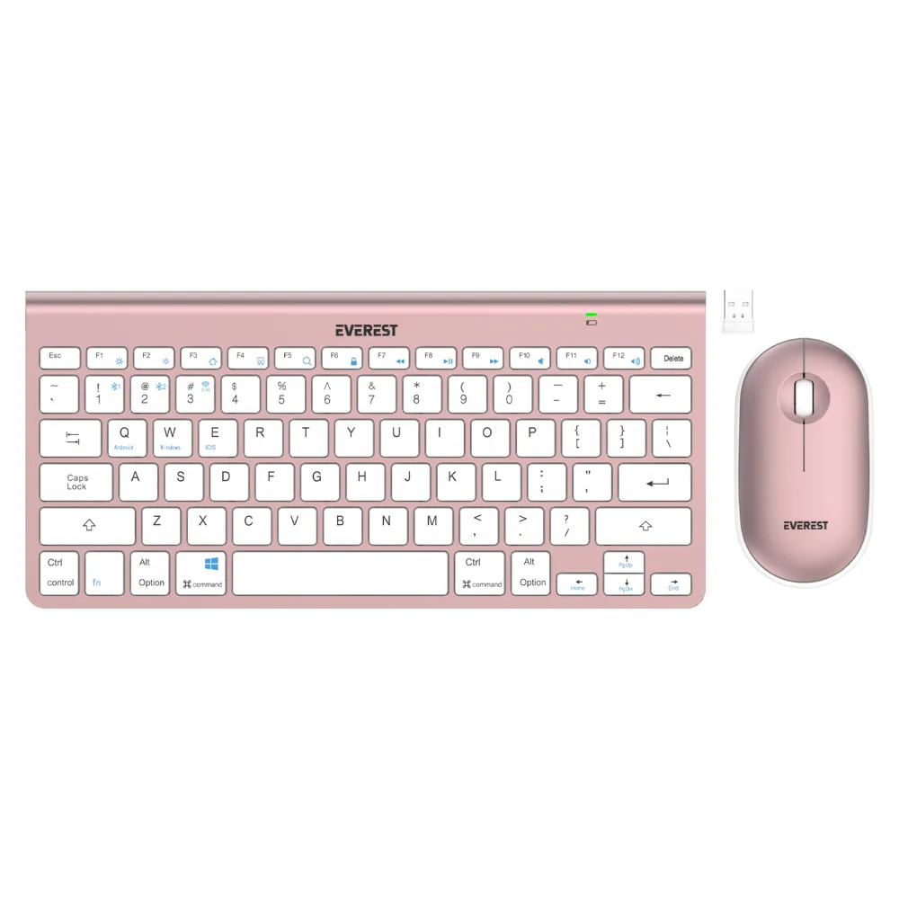 Everest SET tastatura i mis KB-BT72 ​​ELITE Rose Gold 2.4 ghz + BT Wireless US Layout