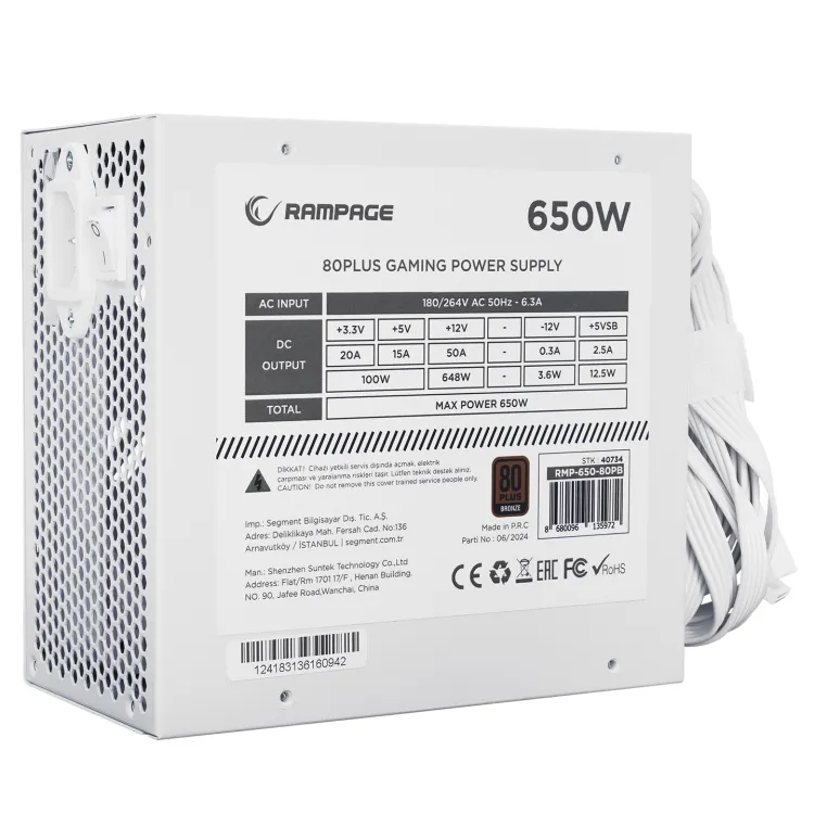 Rampage Napajanje RMP-650-80PB 650W 80+ Bronze Active PFC White