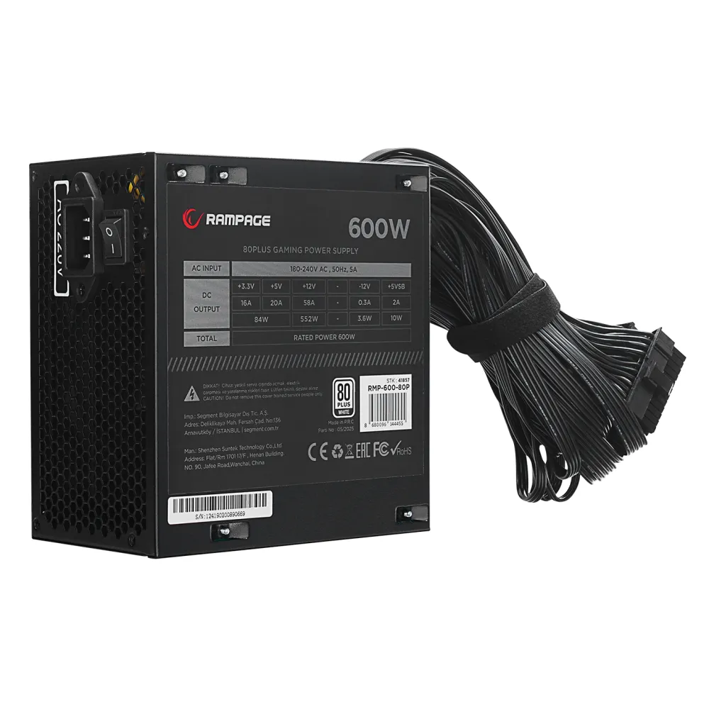 Rampage Napajanje RMP-600-80P 600W 80+ Standard Bulk