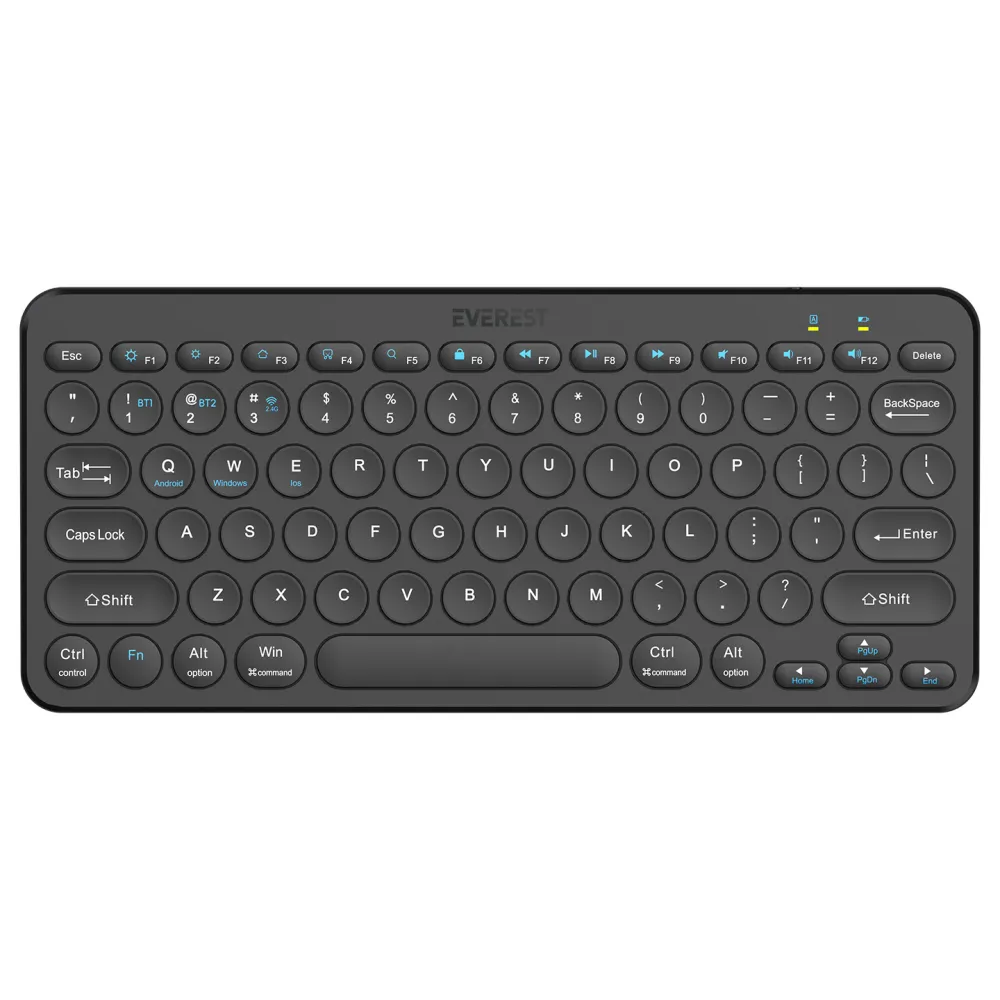 Everest Tastatura KB-BT16 Black 2.4G+BT1+BT2 US Layout