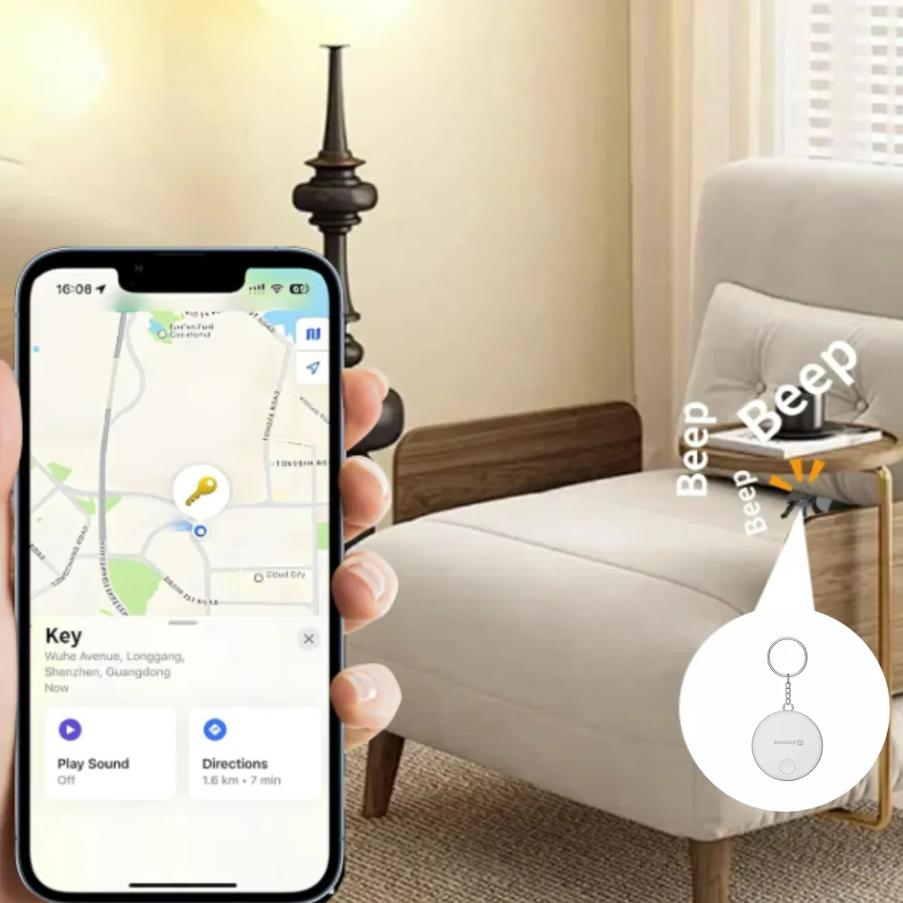 Swissten Find Tag Smart Locator With Apple Find My Function - White
