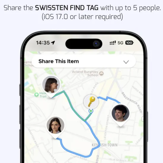 Swissten Find Tag Smart Locator With Apple Find My Function - White