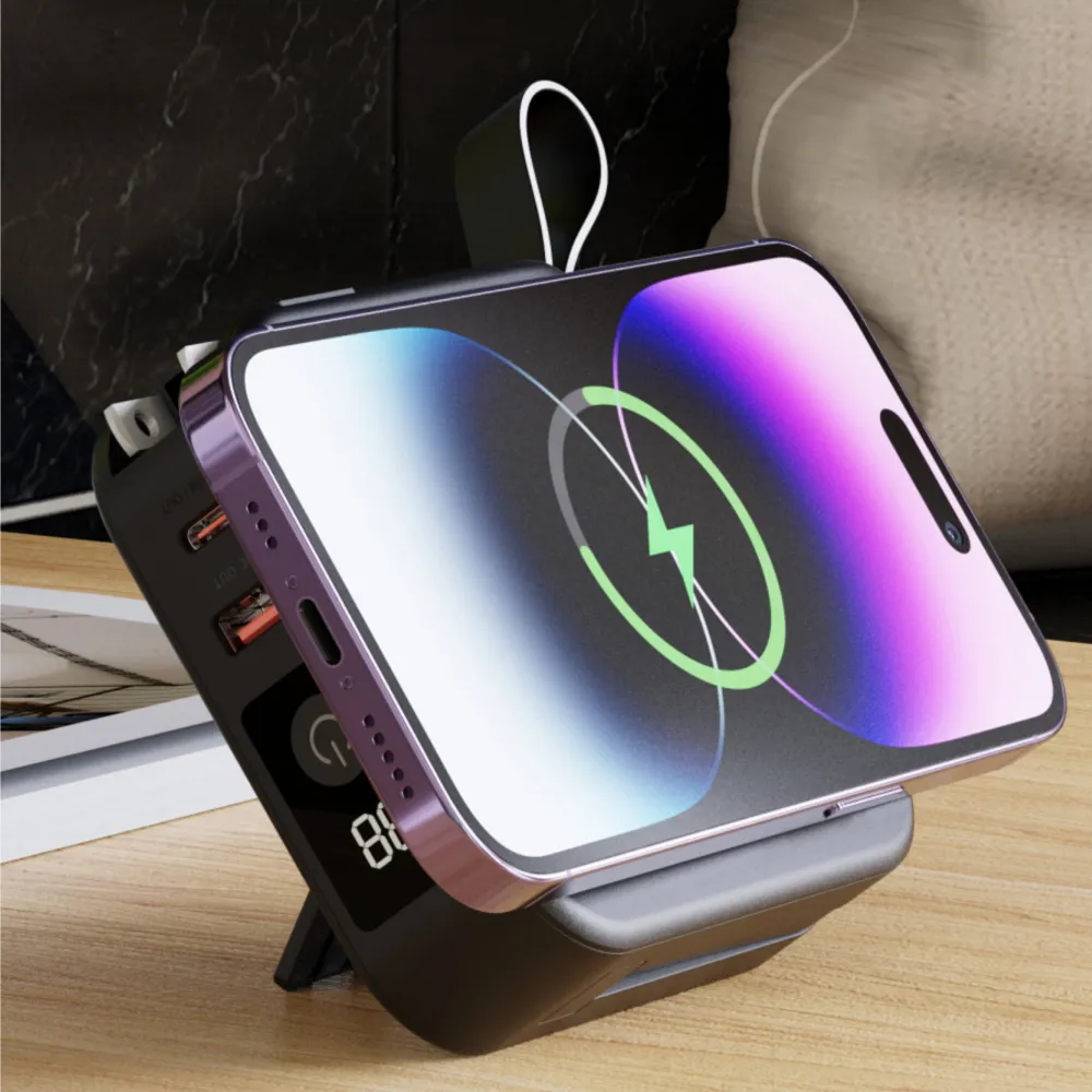 Swissten Powerbank All-In-One Pro with Exchangeable Plugs (US, EU, UK) 10000 mAh 20w - Black