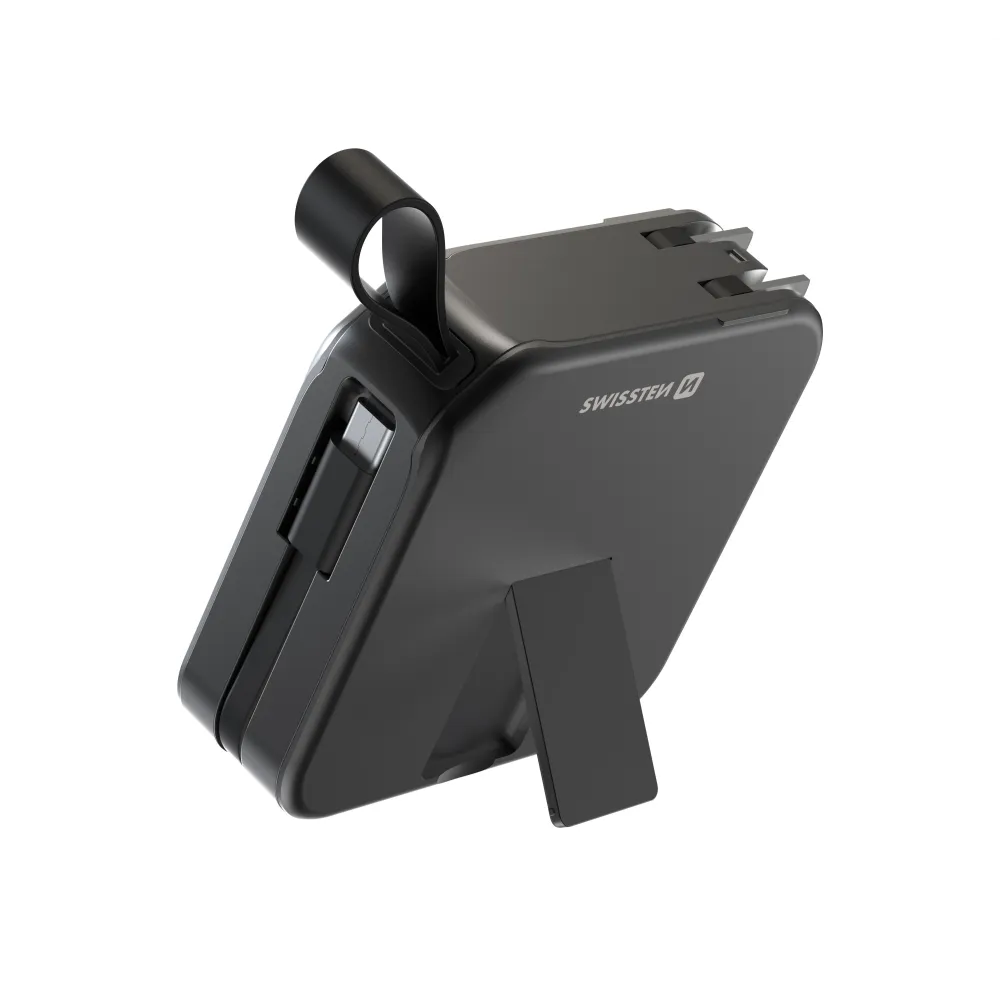 Swissten Powerbank All-In-One Pro with Exchangeable Plugs (US, EU, UK) 10000 mAh 20w - Black