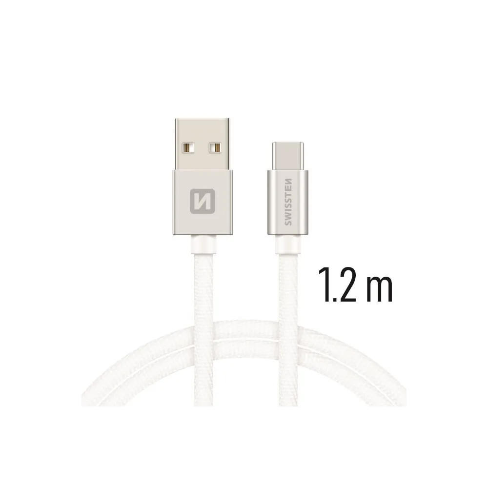 Swissten Data kabl Textile USB / USB-C 1.2m Silver