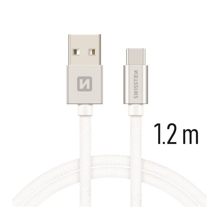 Swissten Data kabl Textile USB / USB-C 1.2m Silver