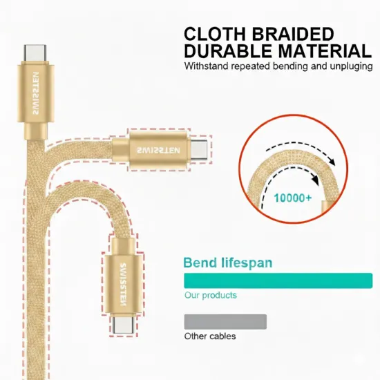 Swissten Data kabl Textile USB / USB-C 1.2m Gold