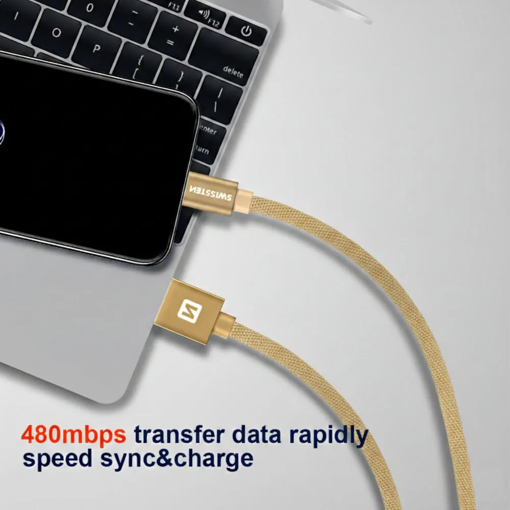Swissten Data kabl Textile USB / USB-C 1.2m Gold